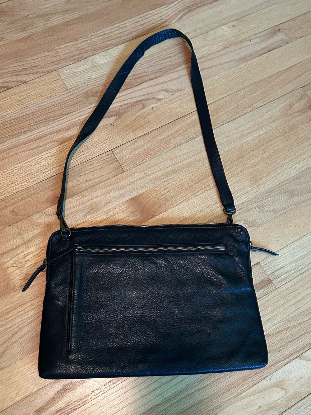 Mark & Graham Pebbled Leather Laptop Tablet Shoulder Strap Bag